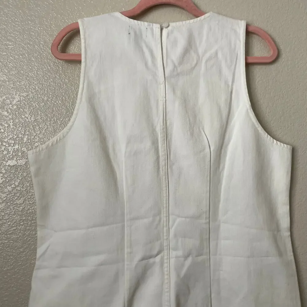 J. Crew Dress Womens Size 14 White Mini Denim‎ Cotton Tank Pockets Quiet Luxury